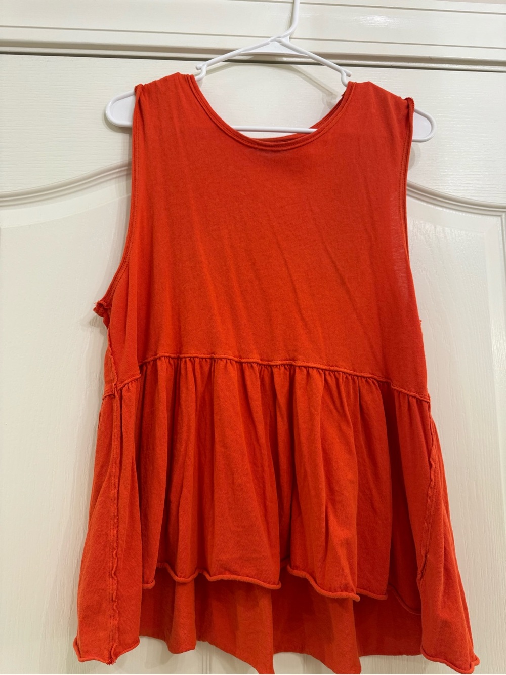 We The Free Sleeveless Ruffle-Hem Tank Top - Orange-Red